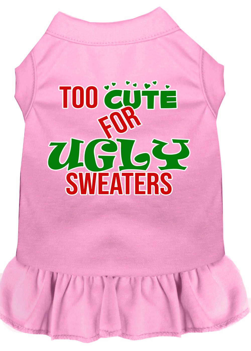 Too Cute for Ugly Sweaters Screen Print Dog Dress Light Pink Sm